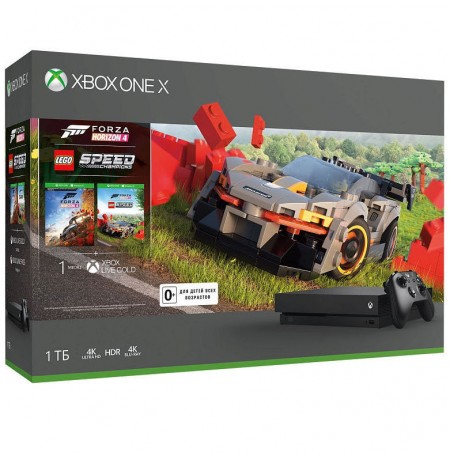 Microsoft Xbox One X 1ТБ (РОСТЕСТ) + Forza Horizon 4 + LEGO Speed Champions