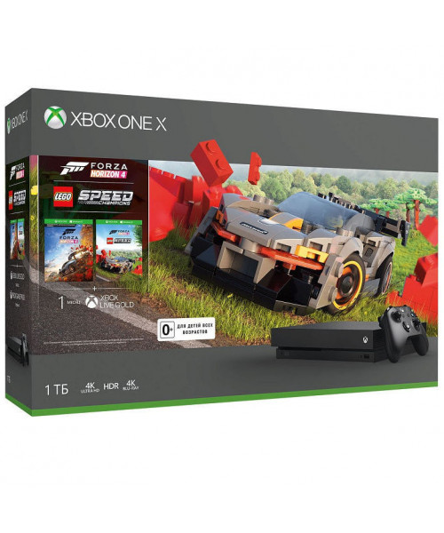 Microsoft Xbox One X 1ТБ (РОСТЕСТ) + Forza Horizon 4 + LEGO Speed Champions