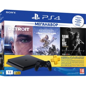 PlayStation 4 Slim 1Tb (б/у) + Detroit: Become Human, Horizon: Zero Dawn, The Last of Us