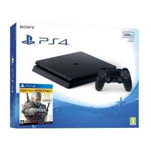 PlayStation 4 Slim 500Gb (б/у) + игра Ведьмак 3: Дикая Охота